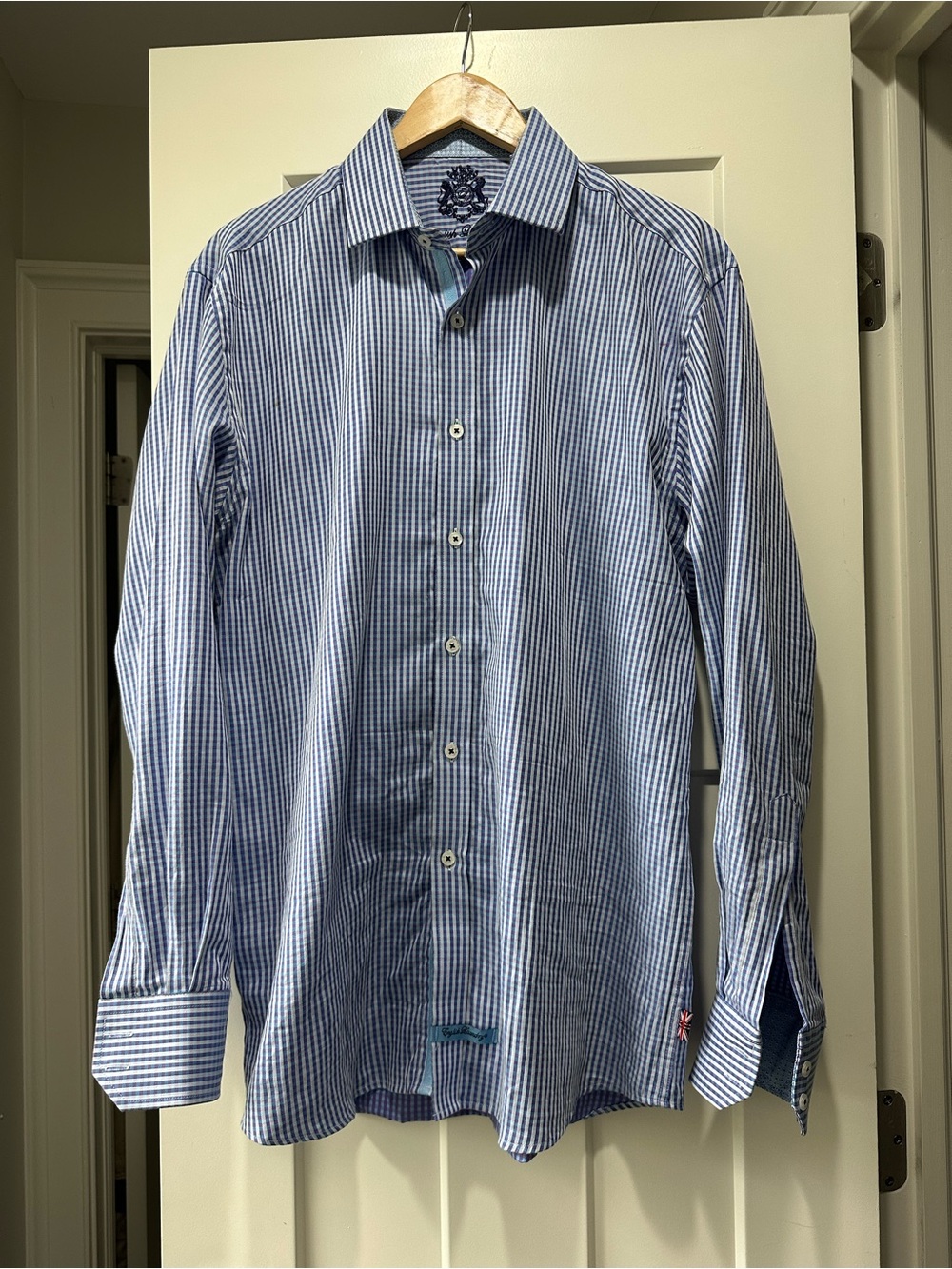 English Laundry Blue and White Striped Dress Shirt